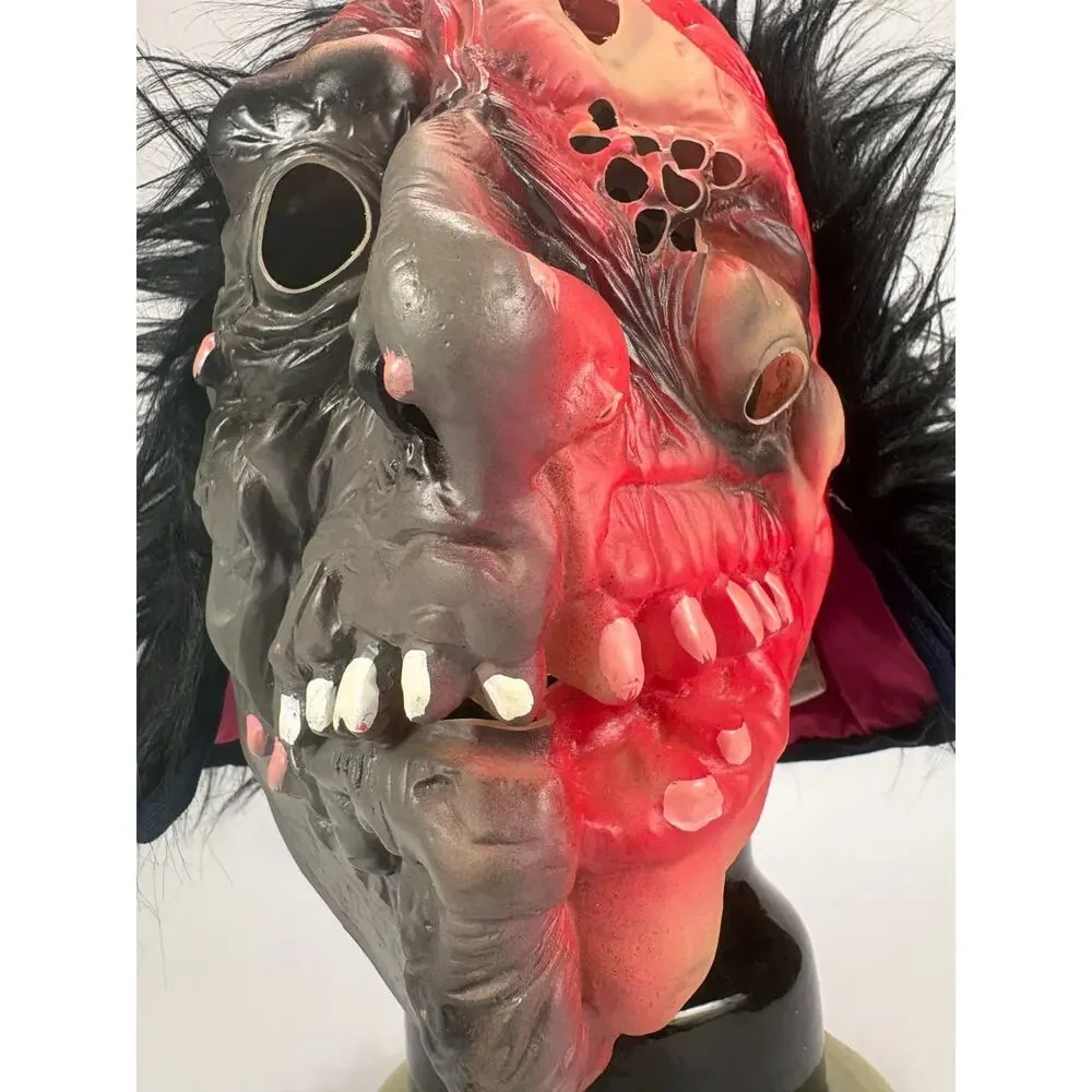 Vintage TopStone Nu-Skin Two Face Demon Halloween Mask Adult Scary Zombie 90s